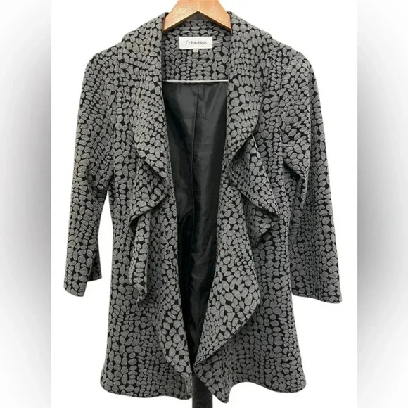 Calvin Klein Womens Knit Blazer Size 2 Open Front Jacket Waterfall 3/4 Sleeve - Picture 3 of 3